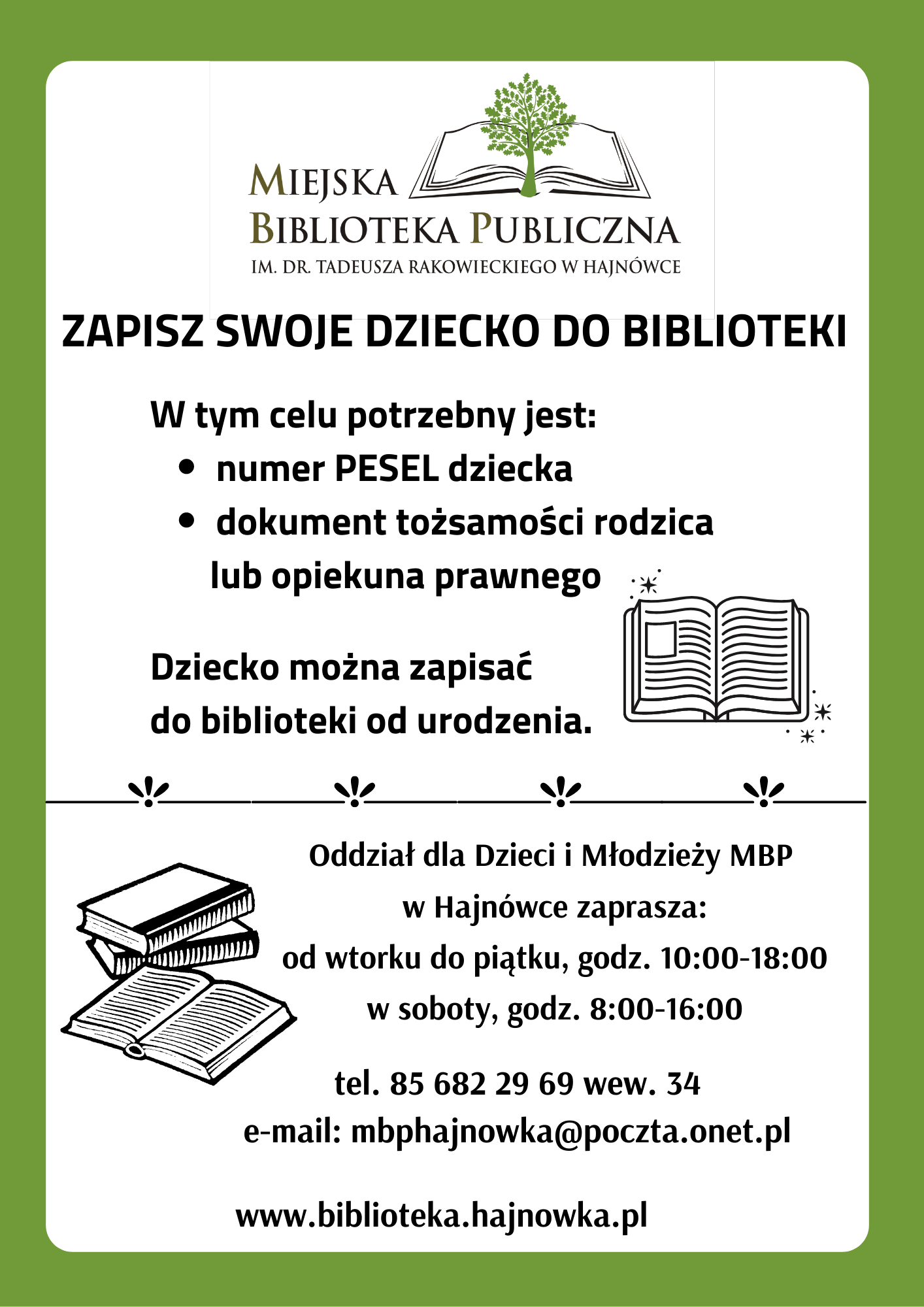 ZAPISZ SWOJE DZIECKO DO BIBLIOTEKI